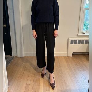 JOIE satin silky flowy cropped draw string side leg pants black size M boho